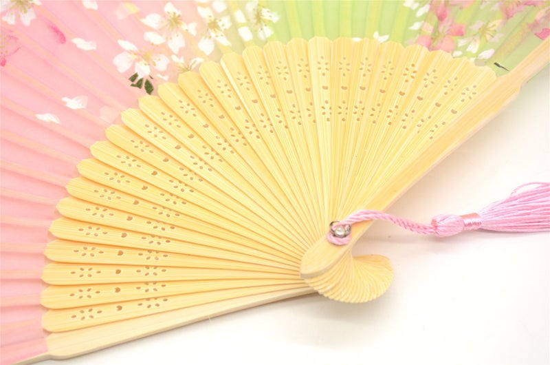 OMyTeaÂ® Hand Held Silk Folding Fans with Bamboo Frame - with a Fabric Sleeve for Protection for Gifts - 100% Handmade Oriental Chinese/Japanese Vintage Retro Style (WZS-45) - Image 4